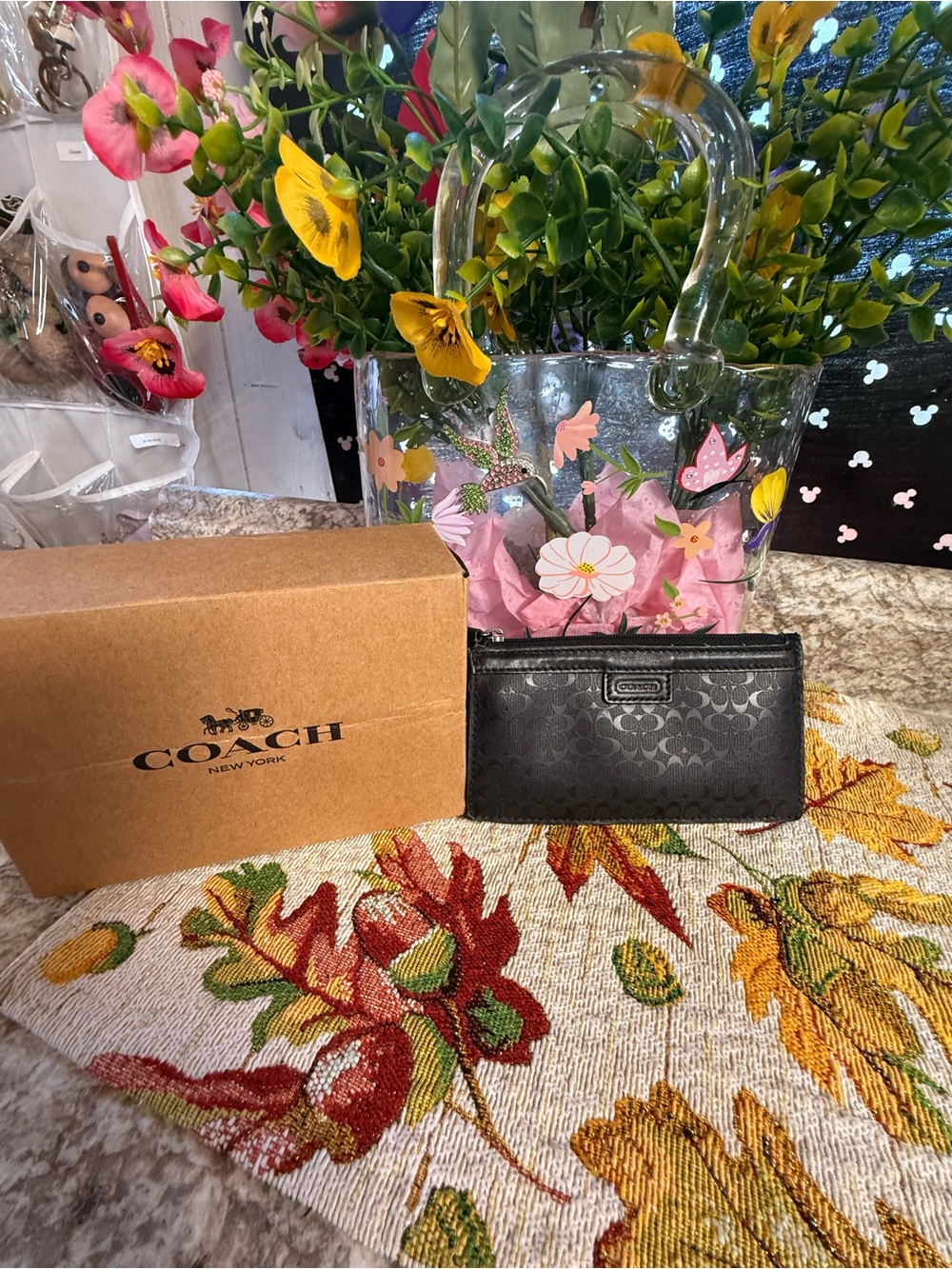Coach Black Signature Card Wallet